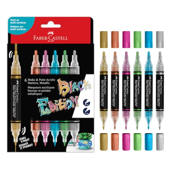 Faber-Castell; Faber-Castell® Black Edition Metallic Colors Shake & Paint Markers; Category:Markers; Image:1